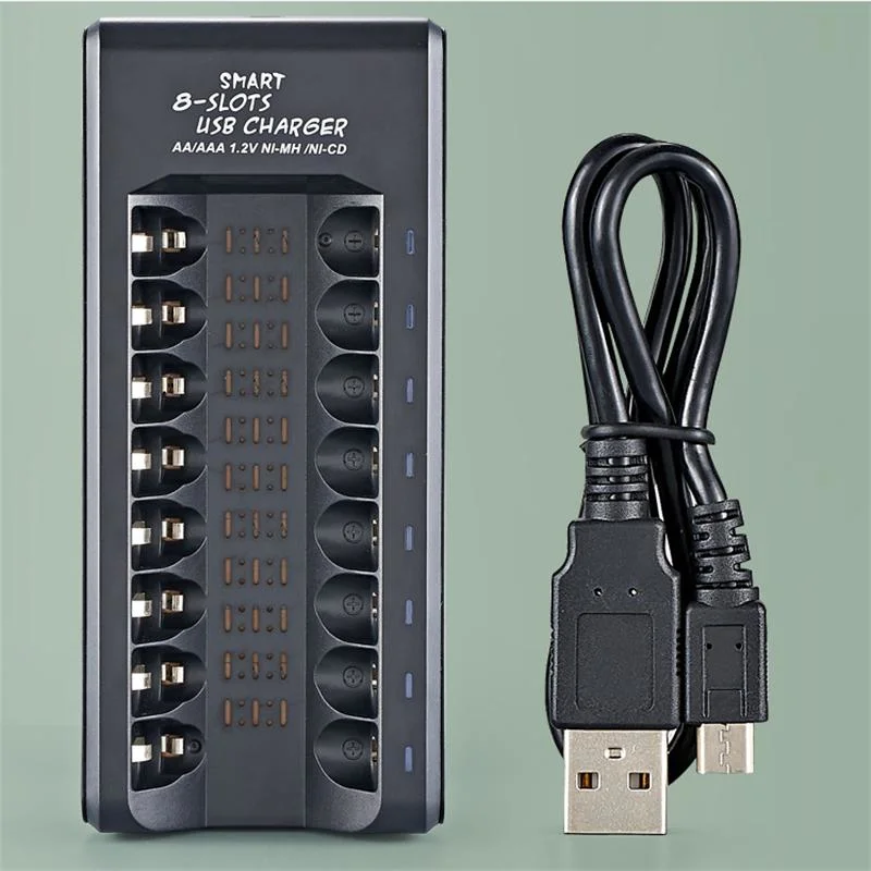 Smart 8-Slot USB Charger 1.2V NiMH 5th 7th Rechargeable Battery