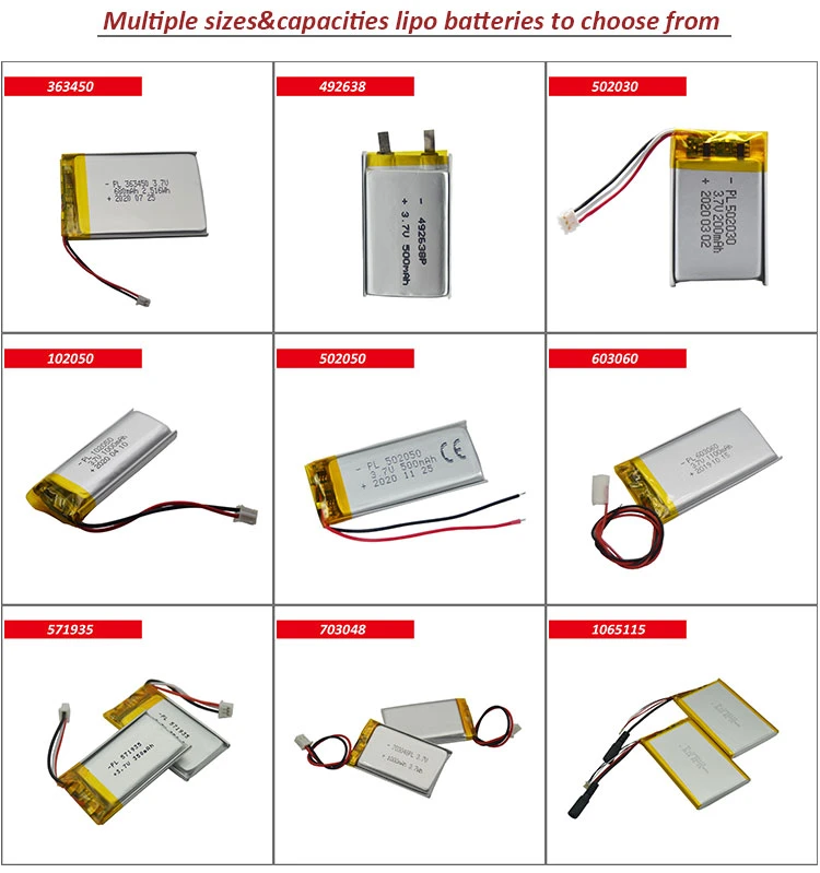 Small MOQ Ultra Thin Rechargeable Lithium Polymer Battery 3.7V 501447p 280mAh