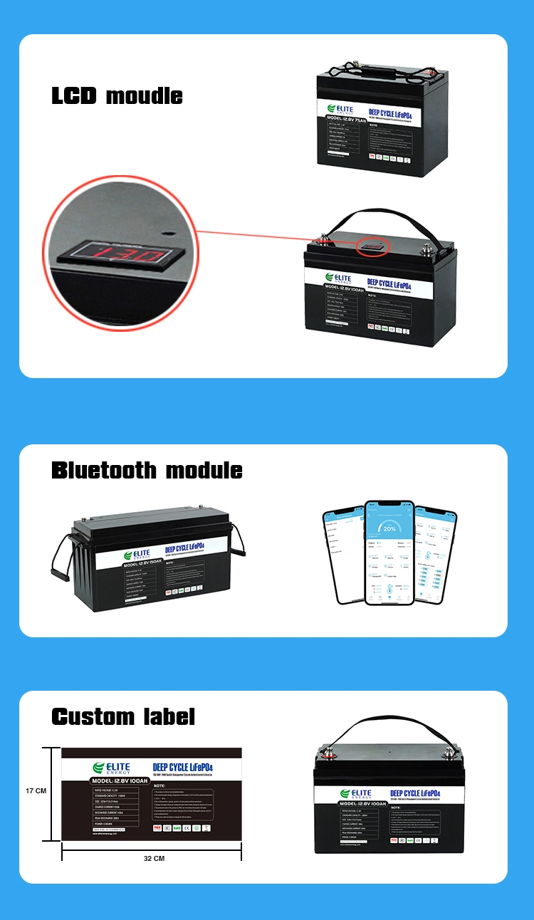 Elite 36V 48V 60V 72V Golf Carts Battery 51.2V 105ah 160ah 200ah Deep Cycle LiFePO4 Li Ion Battery IP67 Waterproof Battery with Bluetooth Charger Display